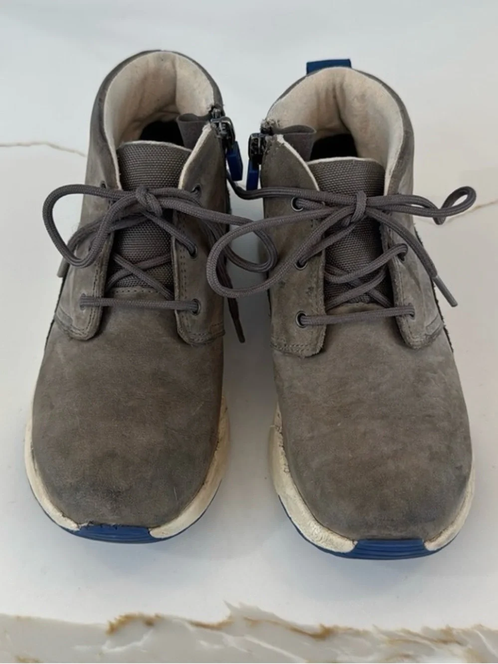 UGG Kids Gray Canoe III Weather Boot with Blue Outsole Accents